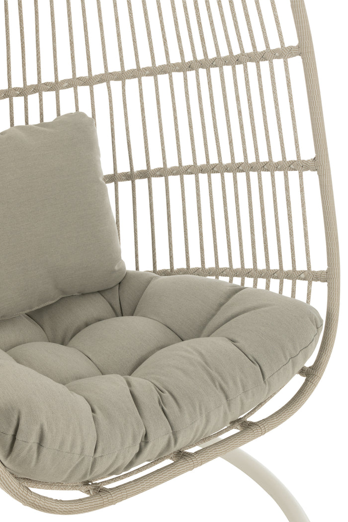 J-Line hangstoel + kussen Egga - metaal|koord - grijs