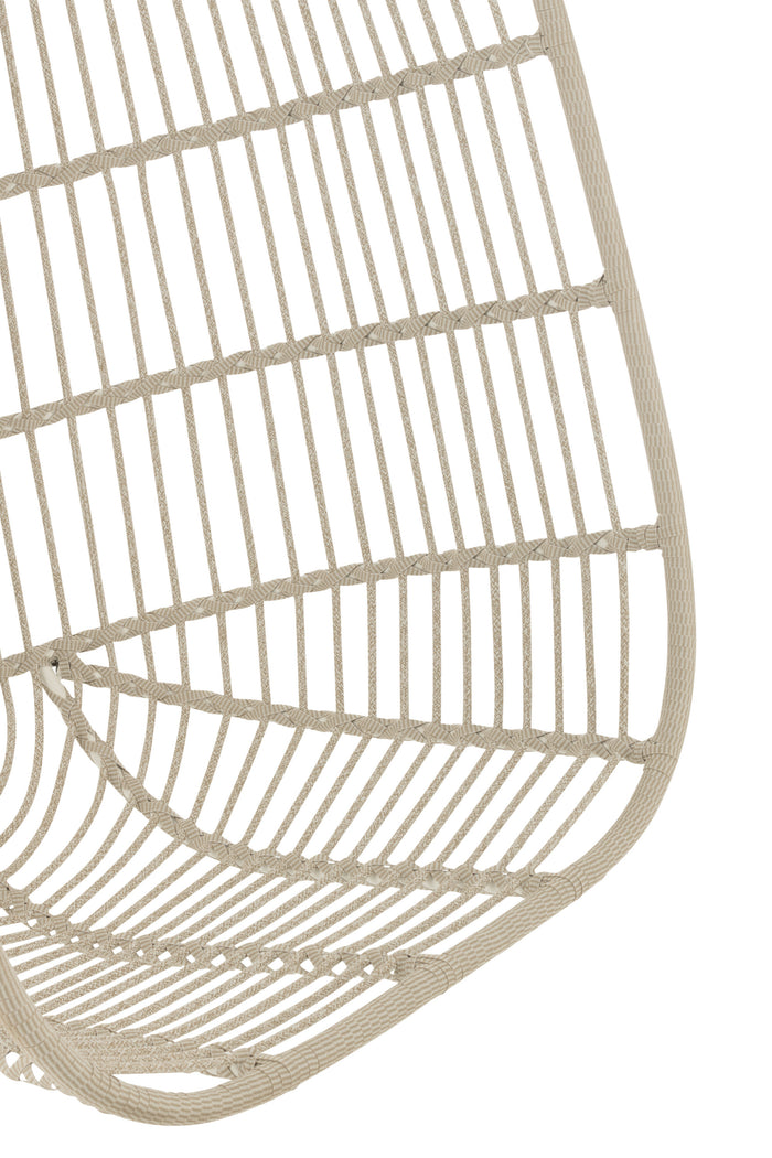 J-Line hangstoel + kussen Egga - metaal|koord - grijs
