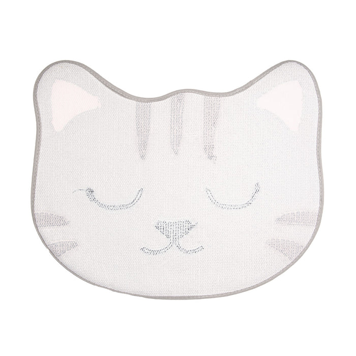 Clayre & Eef Badmat 60x50x1 cm Grijs Polyester Kat