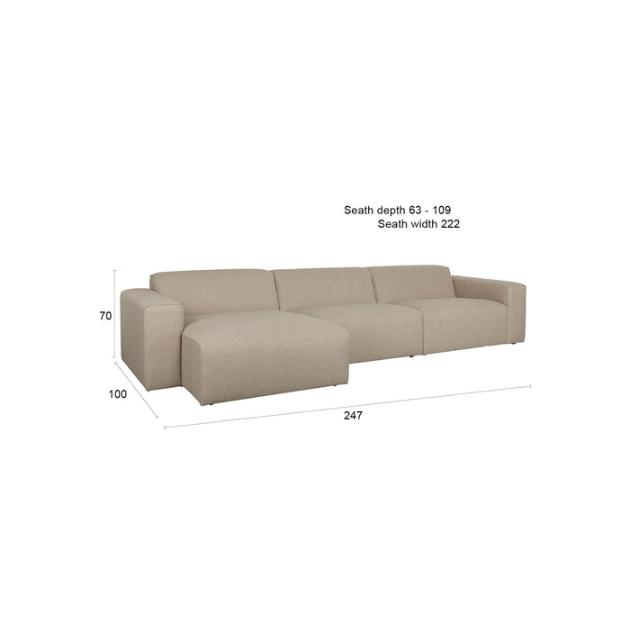 Zuiver Sofa Milka 4,5-zitsbank Chaise longue Links Cappuccino - Beige