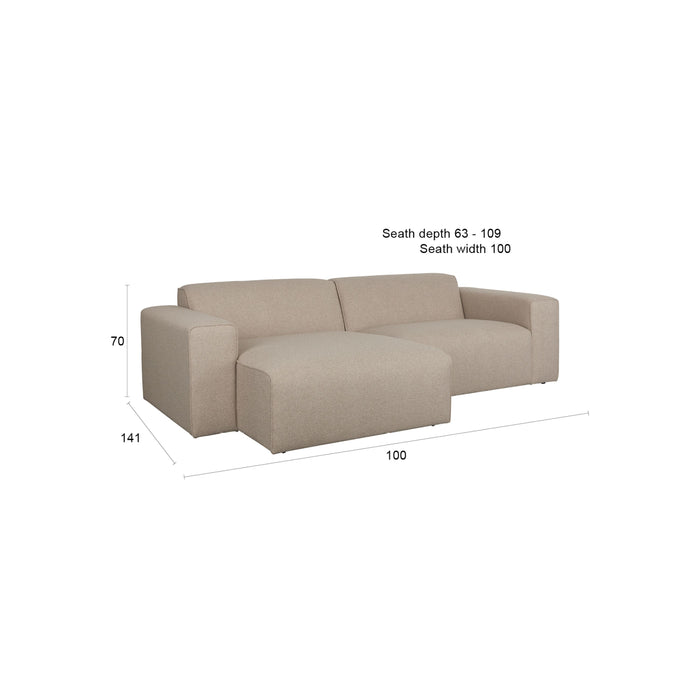 Zuiver Sofa Milka 3-zitsbank Chaise longue Links Cappuccino - Beige