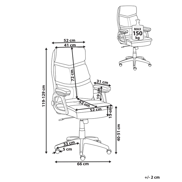 Beliani - RULER - Bureaustoel - Zwart - Kunstleer