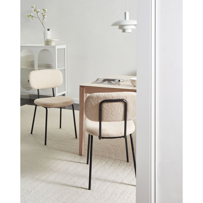 Beliani - ADAIR - Eetkamerstoel set van 2 - Beige - Bouclé