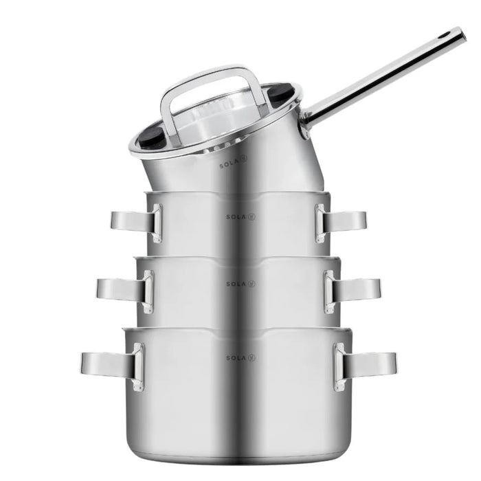 Sola Pannenset Juvia + Stahl Cookware koekenpannenset Gietijzer Lichtgewicht - ø 24 en 28 cm - 4 Delig