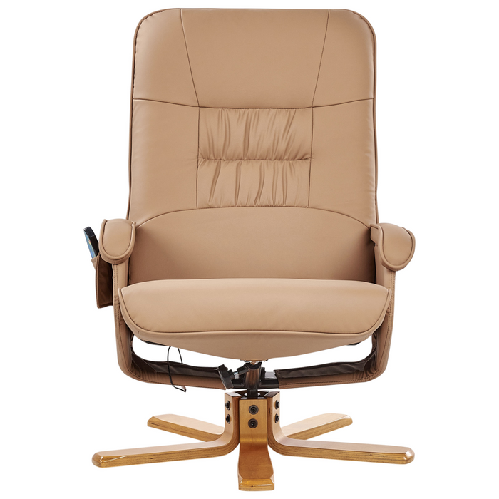 Beliani-RELAXPRO-Relaxfauteuil met voetenbank-Lichtbruin-Kunstleer