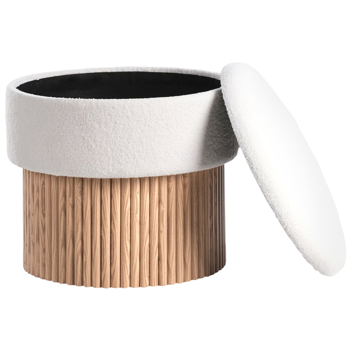 Beliani - RICHEY - Opbergpoef - Off-white - Bouclé