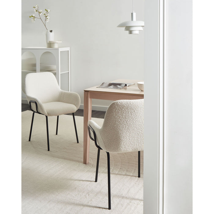 Beliani - ALGONA - Eetkamerstoel - Gebroken wit - Bouclé