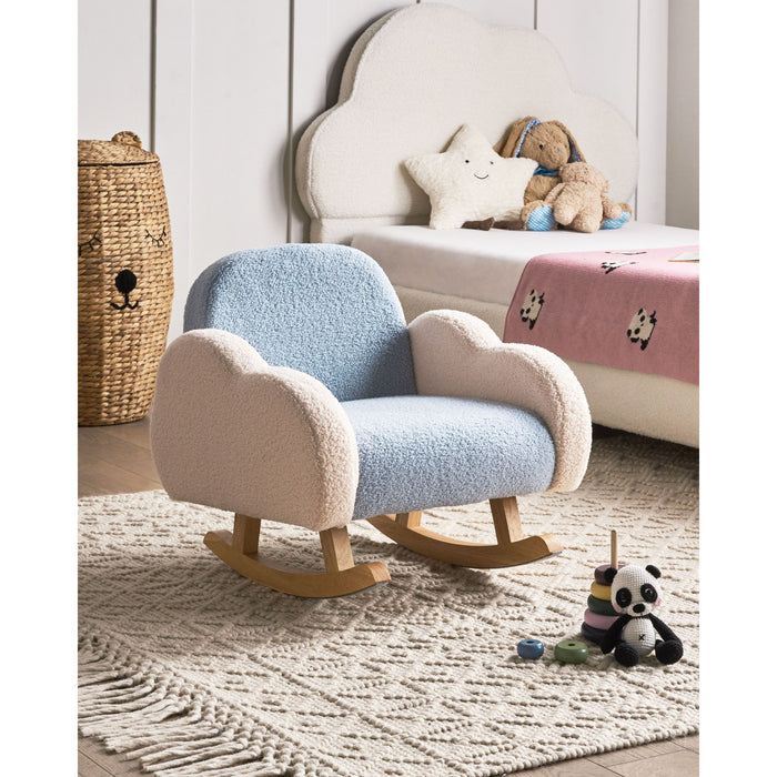 Beliani - SKARE - Schommelstoel voor kinderen - Lichtblauw - Bouclé