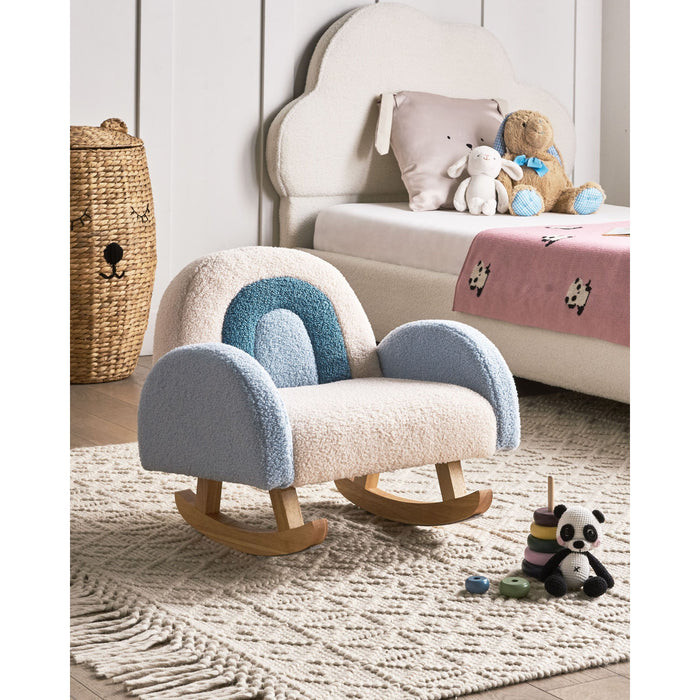 Beliani - OMBO - Schommelstoel voor kinderen - Lichtblauw - Bouclé