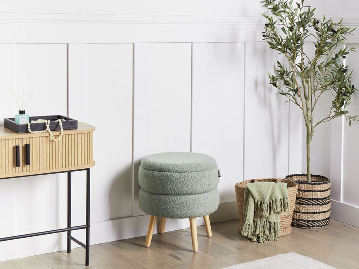 Beliani - OKATON - Hocker met opbergruimte - Groen - Bouclé