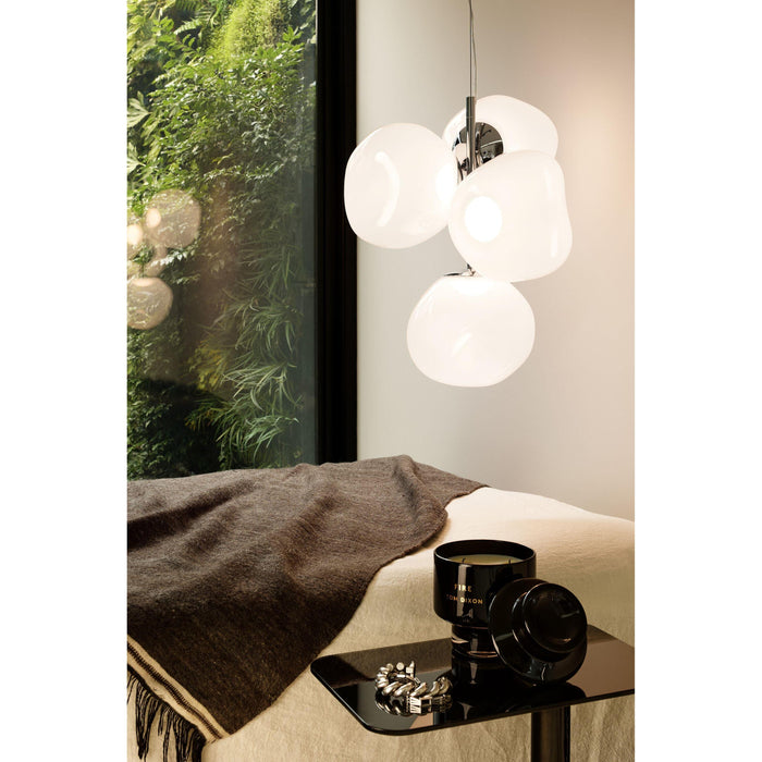 Melt Chandelier Mini hanglamp LED opaal|goud
