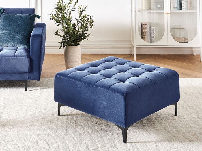 Beliani - ABERDEEN - Ottomaan - Blauw - Fluweel