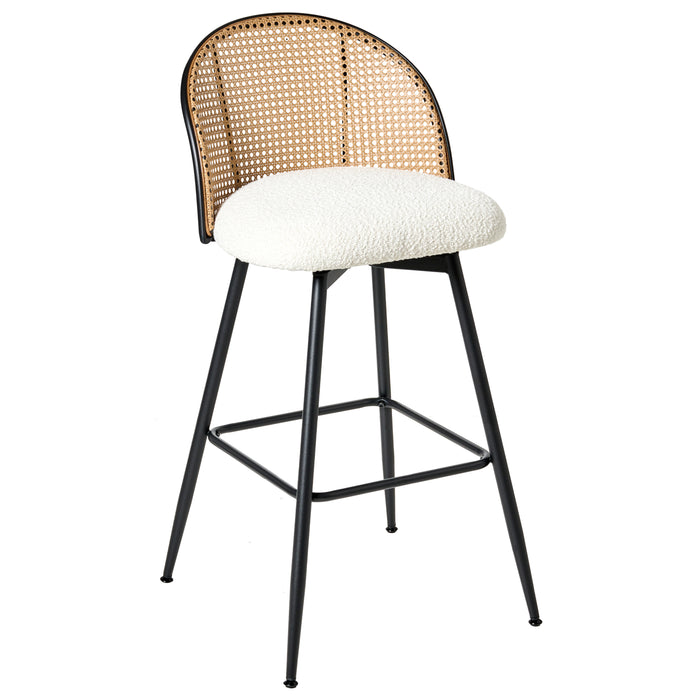 Beliani - NATHAN - Barkruk set van 2 - Off-white - 99 cm - Bouclé