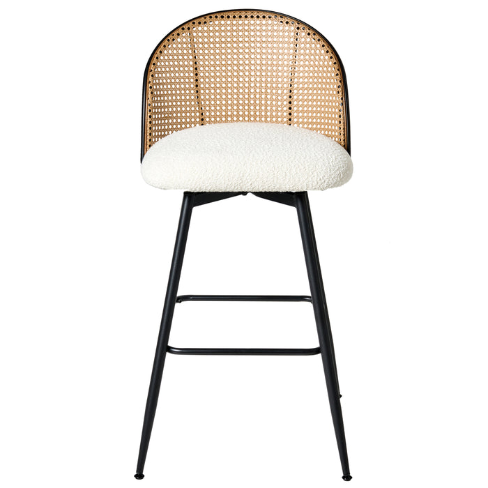 Beliani - NATHAN - Barkruk set van 2 - Off-white - 99 cm - Bouclé