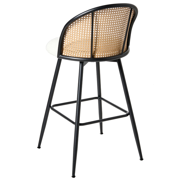 Beliani - NATHAN - Barkruk set van 2 - Off-white - 99 cm - Bouclé