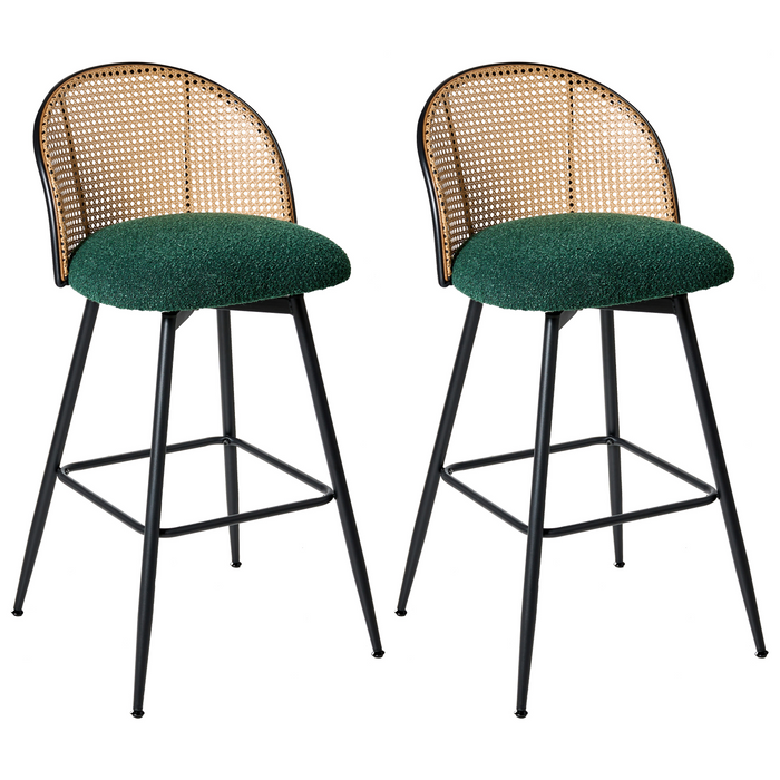 Beliani - NATHAN - Barkruk set van 2 - Groen - 99 cm - Bouclé