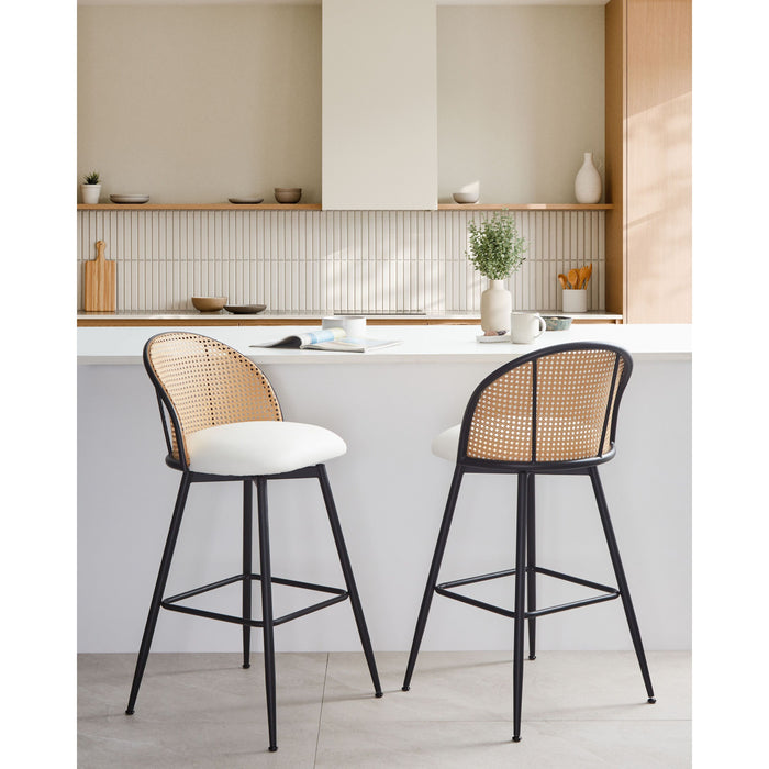 Beliani - NATHAN - Barkruk set van 2 - Wit - 99 cm - Kunstleer