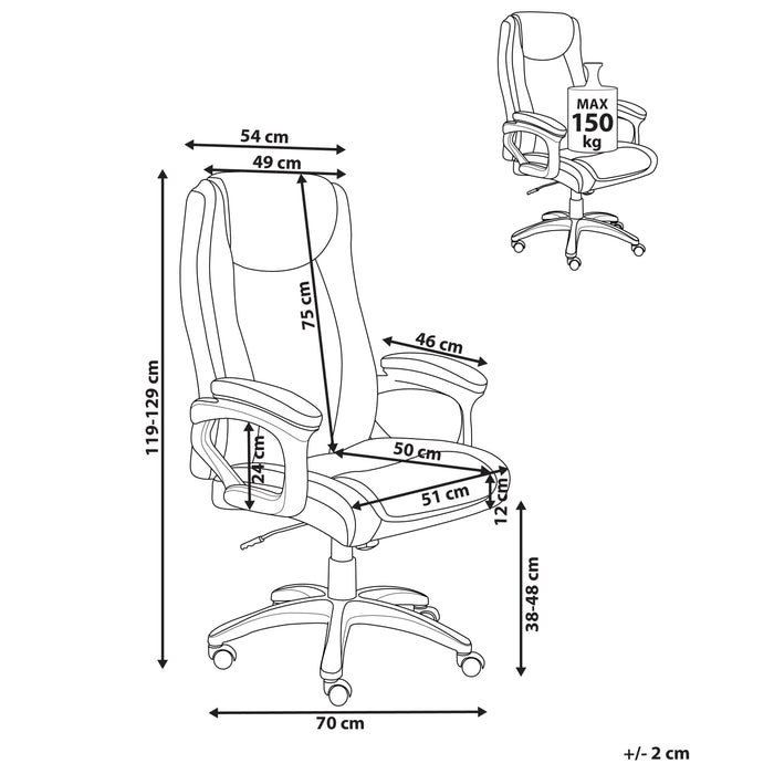 Beliani - GRACEFUL - Bureaustoel - Donkerbruin - Kunstleer