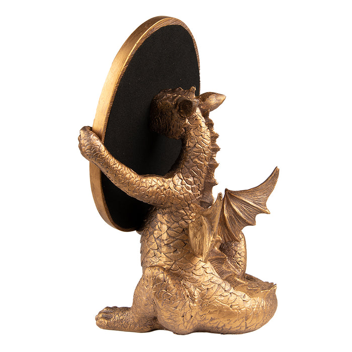 Clayre & Eef Staande Spiegel Draak 16x25 cm Goudkleurig Kunststof