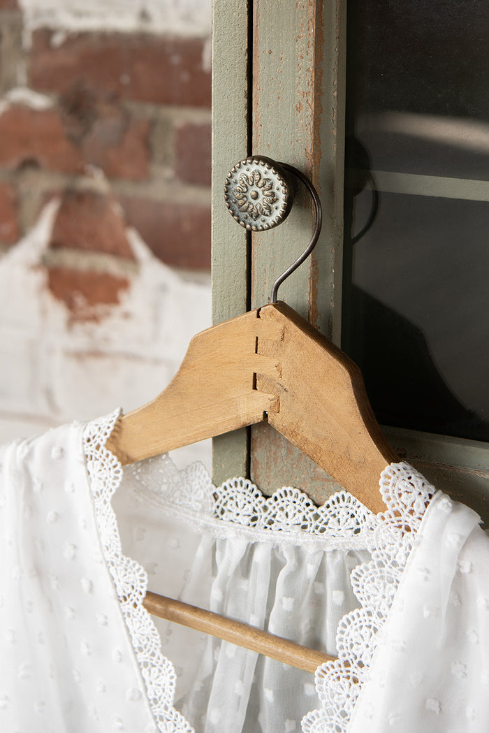 Clayre & Eef Deurknop Ø 3 cm Bruin Wit IJzer Bloemen