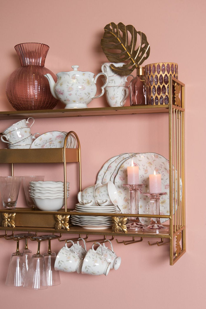 Clayre & Eef Theelichthouder Ø 11x15 cm Paars Glas