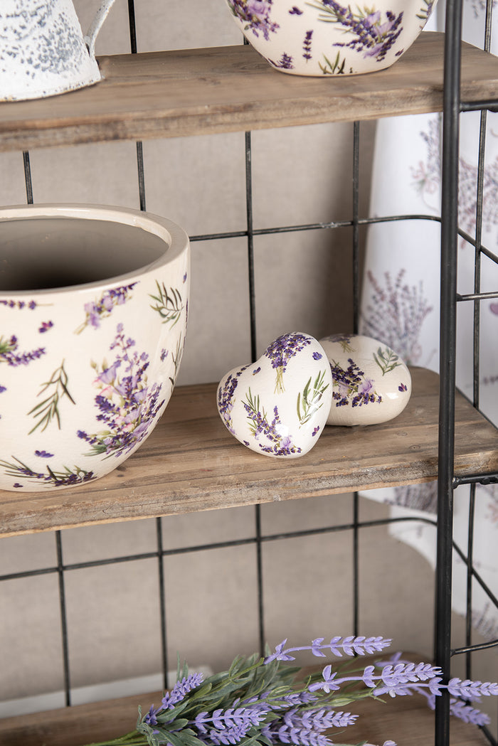 Clayre & Eef Decoratie 11x11x4 cm Paars Groen Keramiek Lavendel