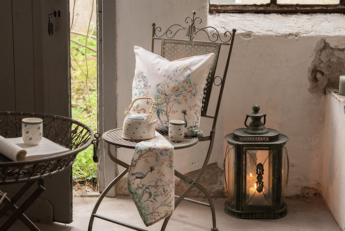 Clayre & Eef Theepot met Filter 700 ml Blauw Keramiek Bloemen