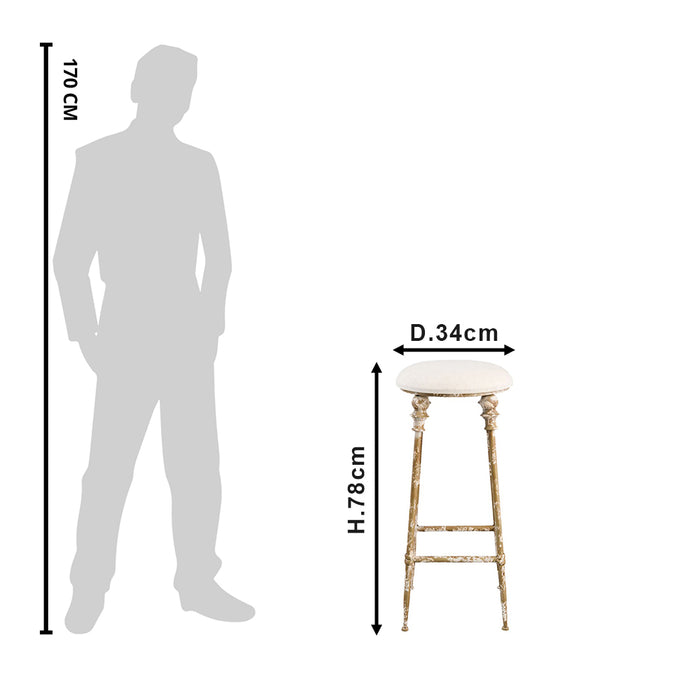 Clayre & Eef Barkruk Ø 34x78 cm Bruin IJzer