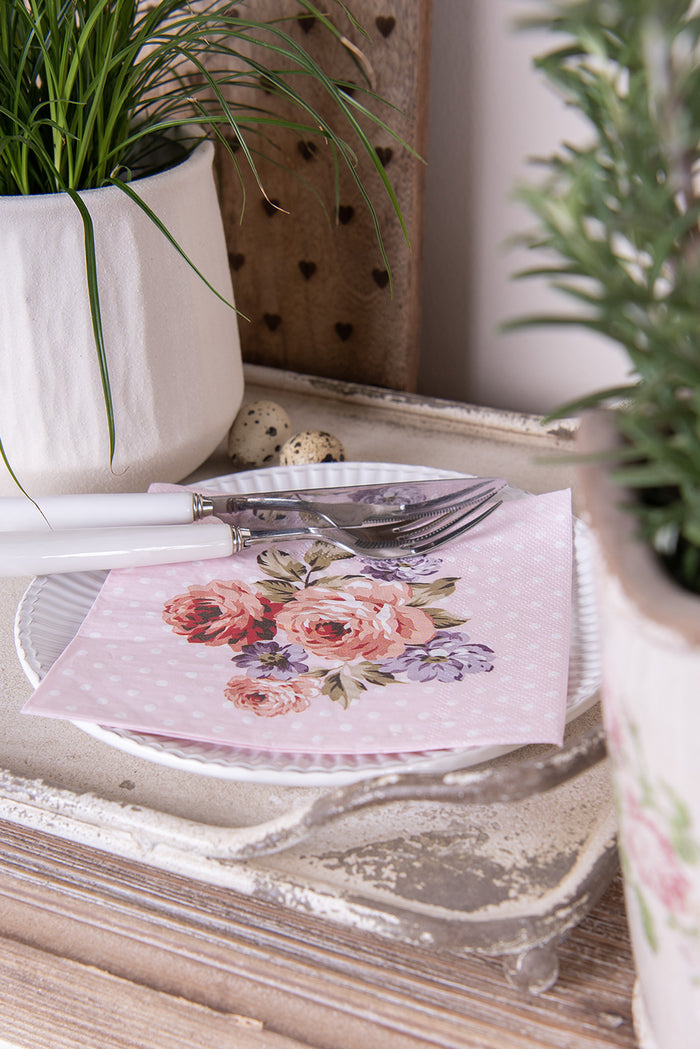 Clayre & Eef Servetten Papier Set van 20 33x33 cm (20) Roze Papier