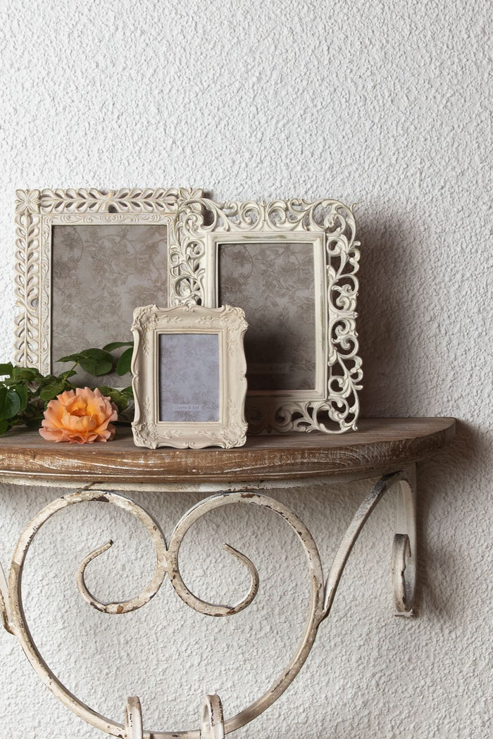 Clayre & Eef Fotolijst 6x9 cm Beige Kunststof Bloemen