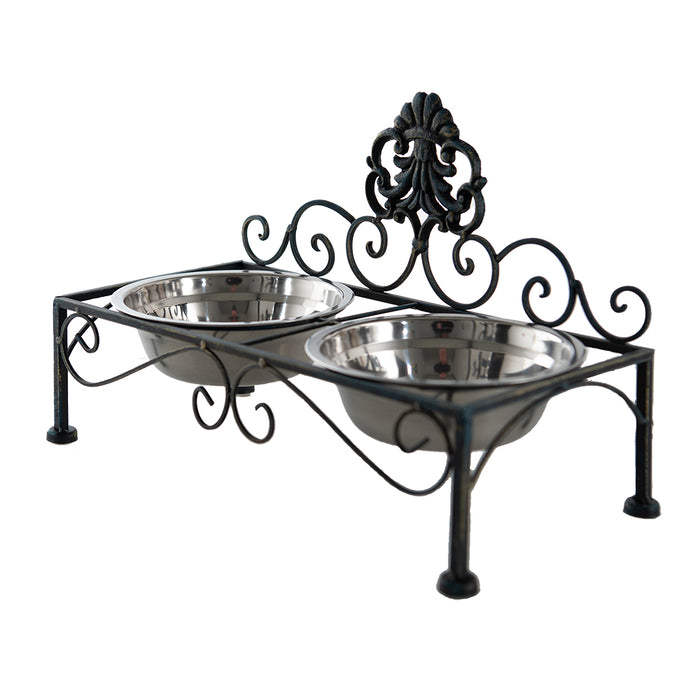 Clayre & Eef Voerbak hond 39x19x25 cm Zwart IJzer