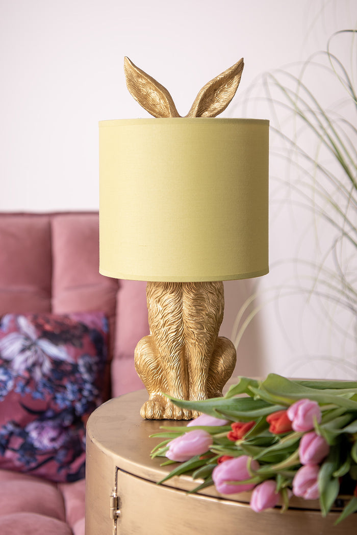 Clayre & Eef Tafellamp Konijn Ø 20x43 cm Goudkleurig Polyresin