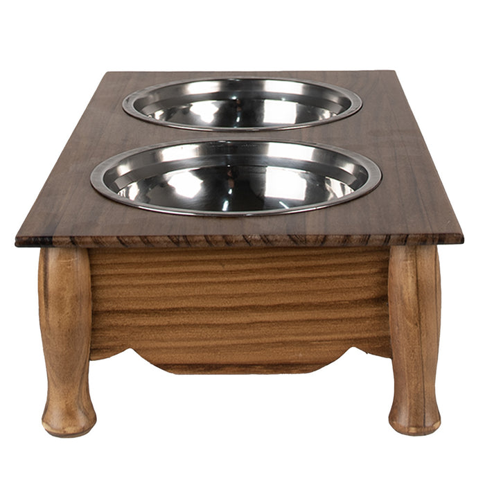 Clayre & Eef Voerbak hond 2x500 ml Bruin Hout