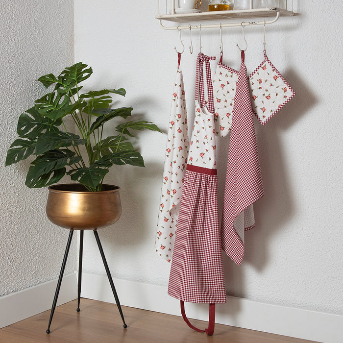 Clayre & Eef Theedoek 50x70 cm Rood Wit Katoen Ruit