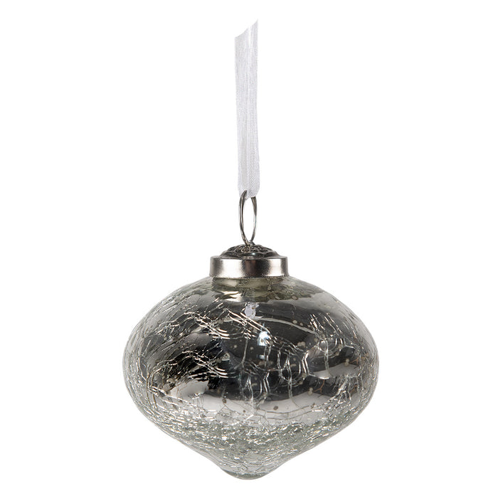 Clayre & Eef Kerstbal Ø 7 cm Zilverkleurig Glas