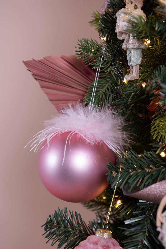 Clayre & Eef Kerstbal Set van 4 Ø 10 cm Roze Glas