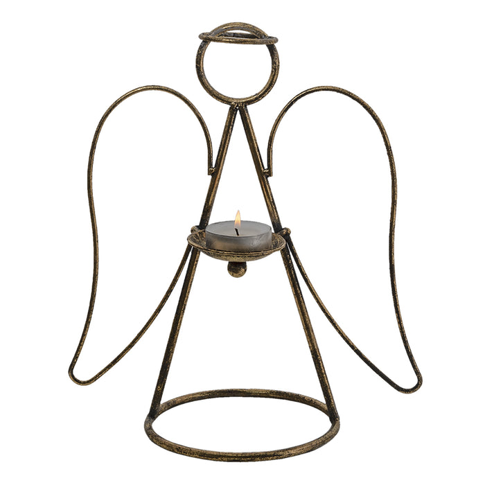 Clayre & Eef Kandelaar Engel 38x18x33 cm Koperkleurig Metaal