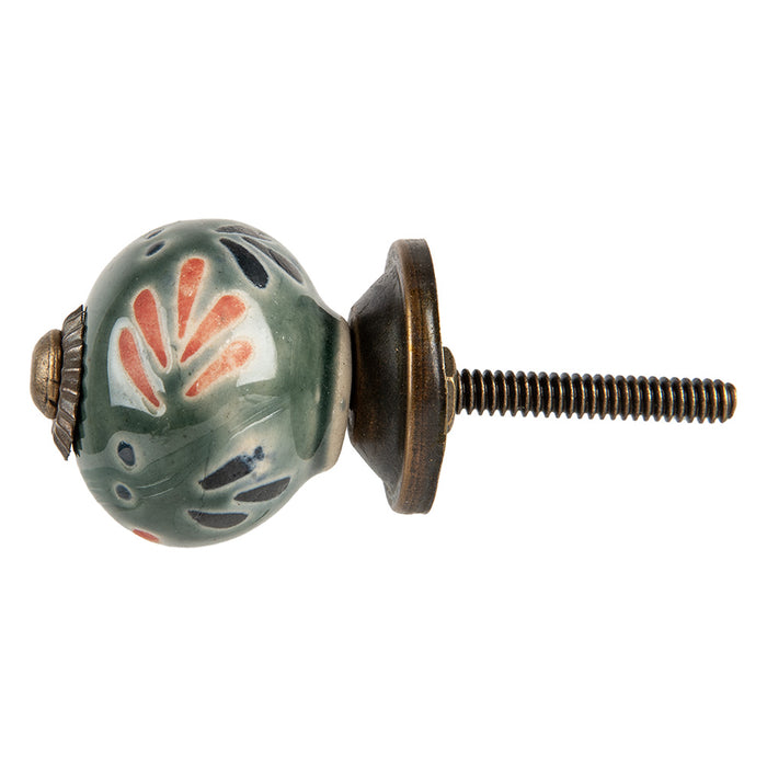 Clayre & Eef Deurknop Ø 3x3 cm Groen Keramiek