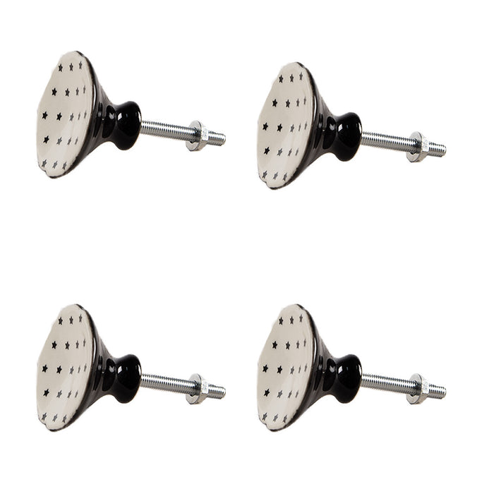 Clayre & Eef Deurknop Set van 4 Ø 4 cm Beige Keramiek Sterren