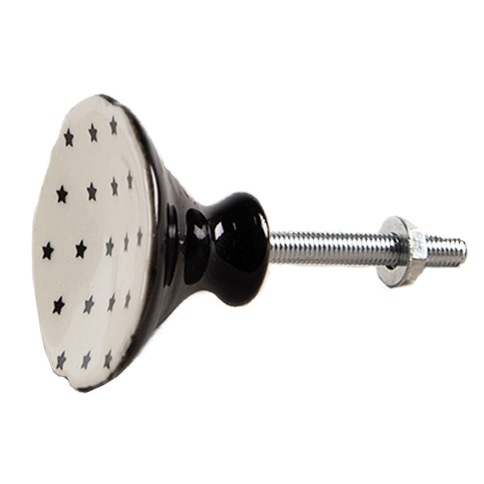 Clayre & Eef Deurknop Set van 4 Ø 4 cm Beige Keramiek Sterren