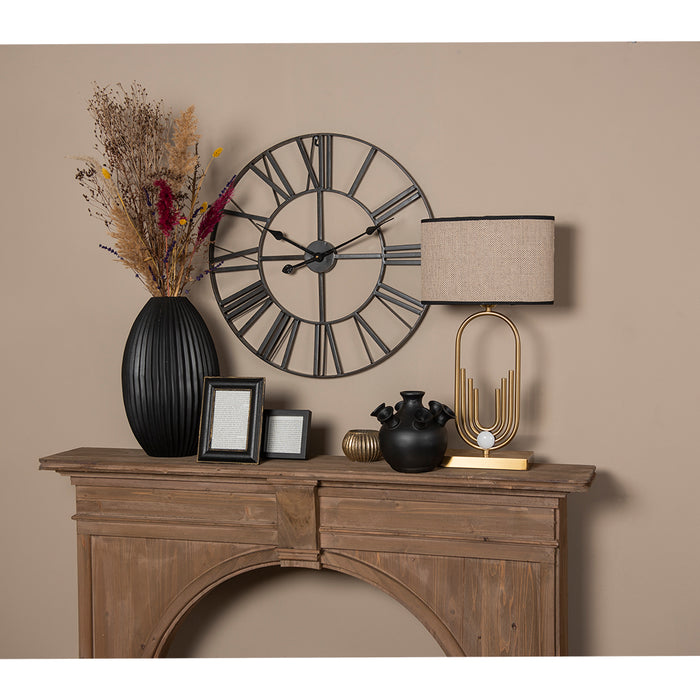 Clayre & Eef Wandklok Ø 60 cm Zwart Metaal