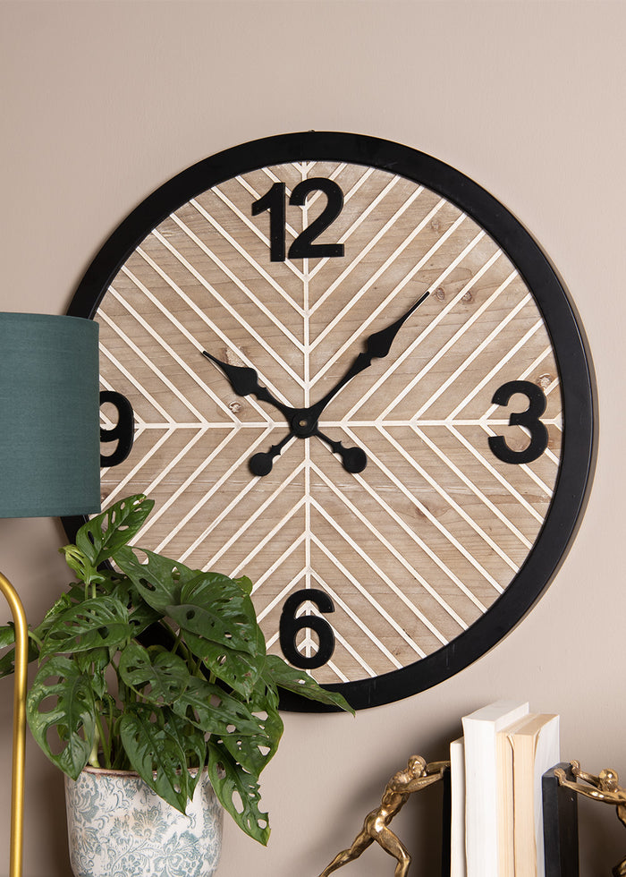 Clayre & Eef Wandklok Ø 64 cm Bruin Zwart Hout