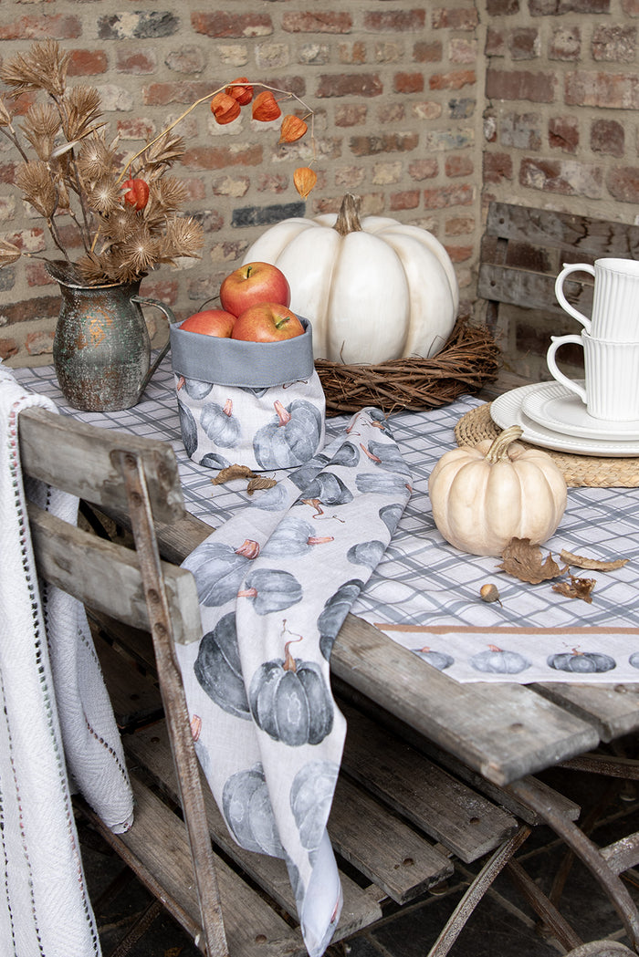 Clayre & Eef Theedoek 50x70 cm Grijs Katoen Pompoen