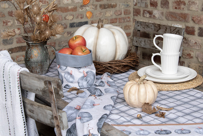 Clayre & Eef Theedoek 50x70 cm Grijs Katoen Pompoen