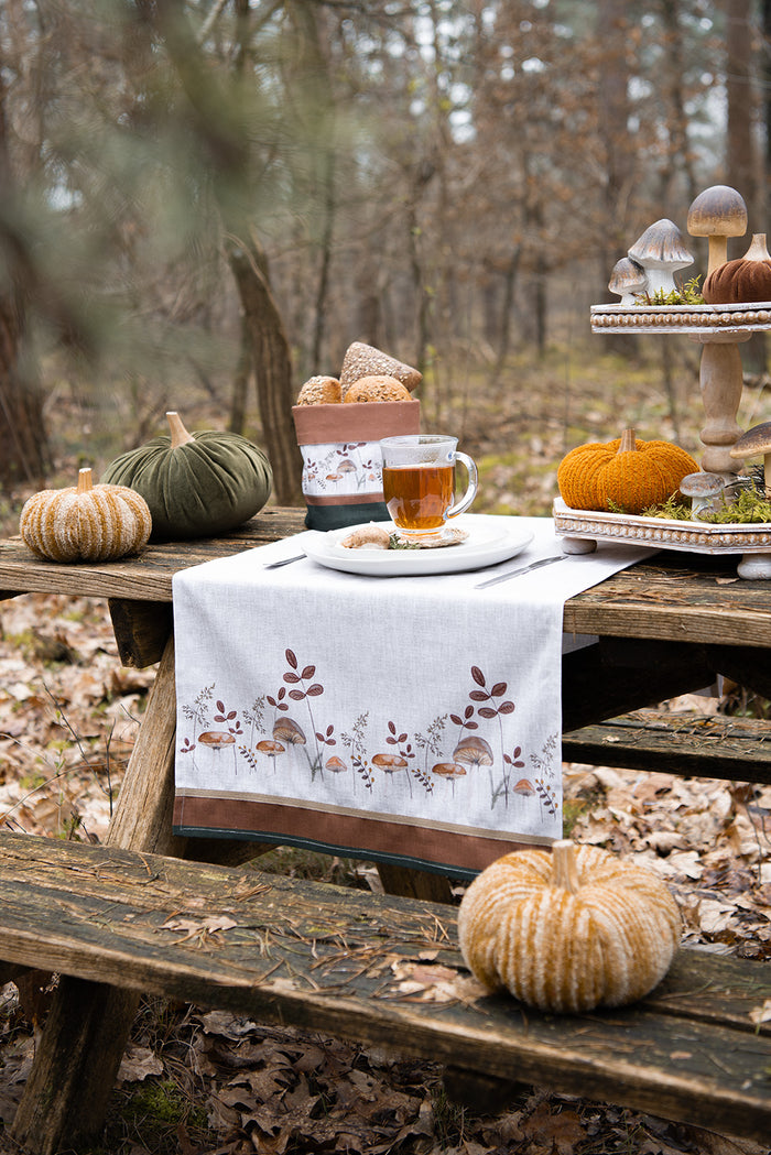 Clayre & Eef Theedoek 50x70 cm Beige Katoen Paddenstoelen