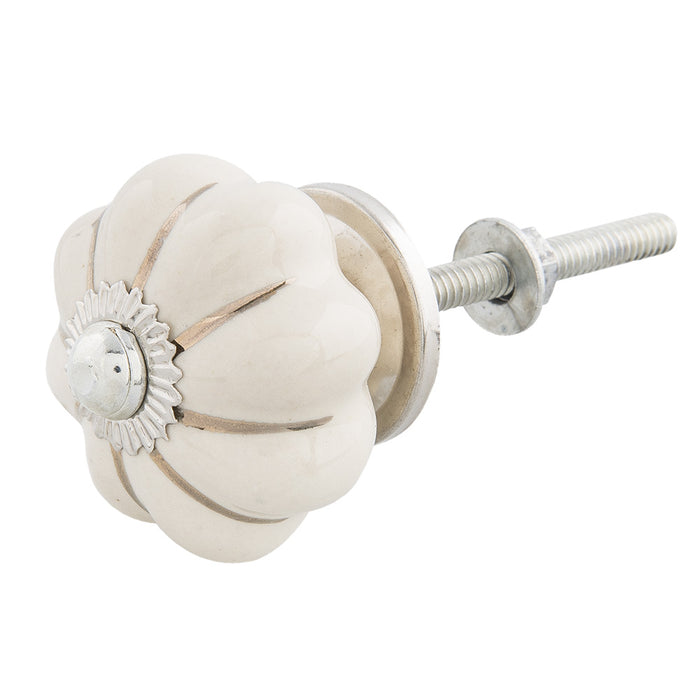 Clayre & Eef Deurknop Ø 4x3 cm Beige Keramiek