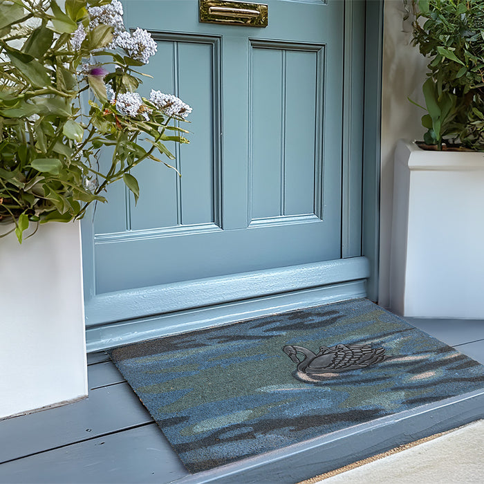 Clayre & Eef Deurmat 75x45 cm Blauw Kokos Eend