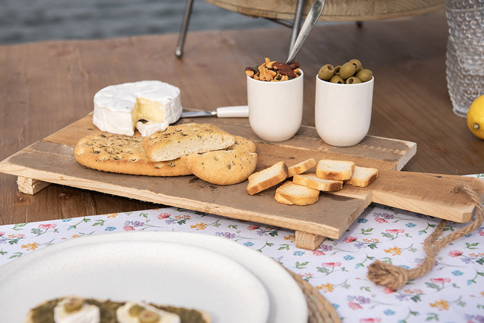 Clayre & Eef Tafelloper 50x140 cm Wit Katoen Bloemen