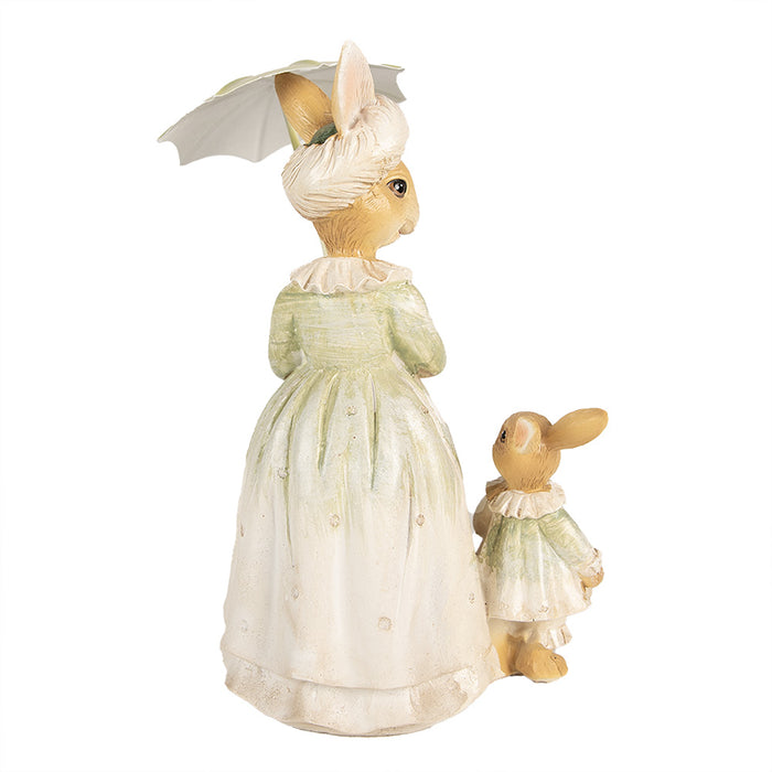 Clayre & Eef Beeld Konijn 21 cm Bruin Groen Polyresin