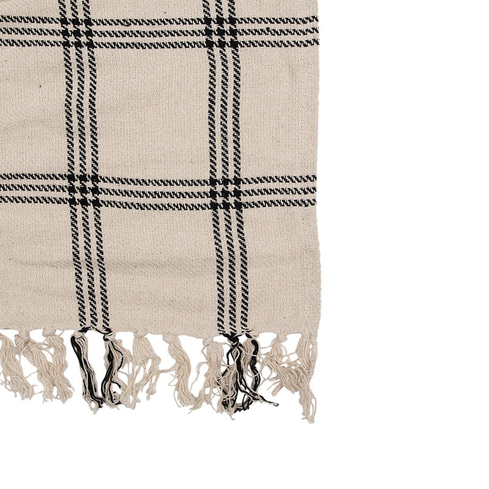Clayre & Eef Plaid 125x150 cm Beige Zwart Katoen Ruiten Deken
